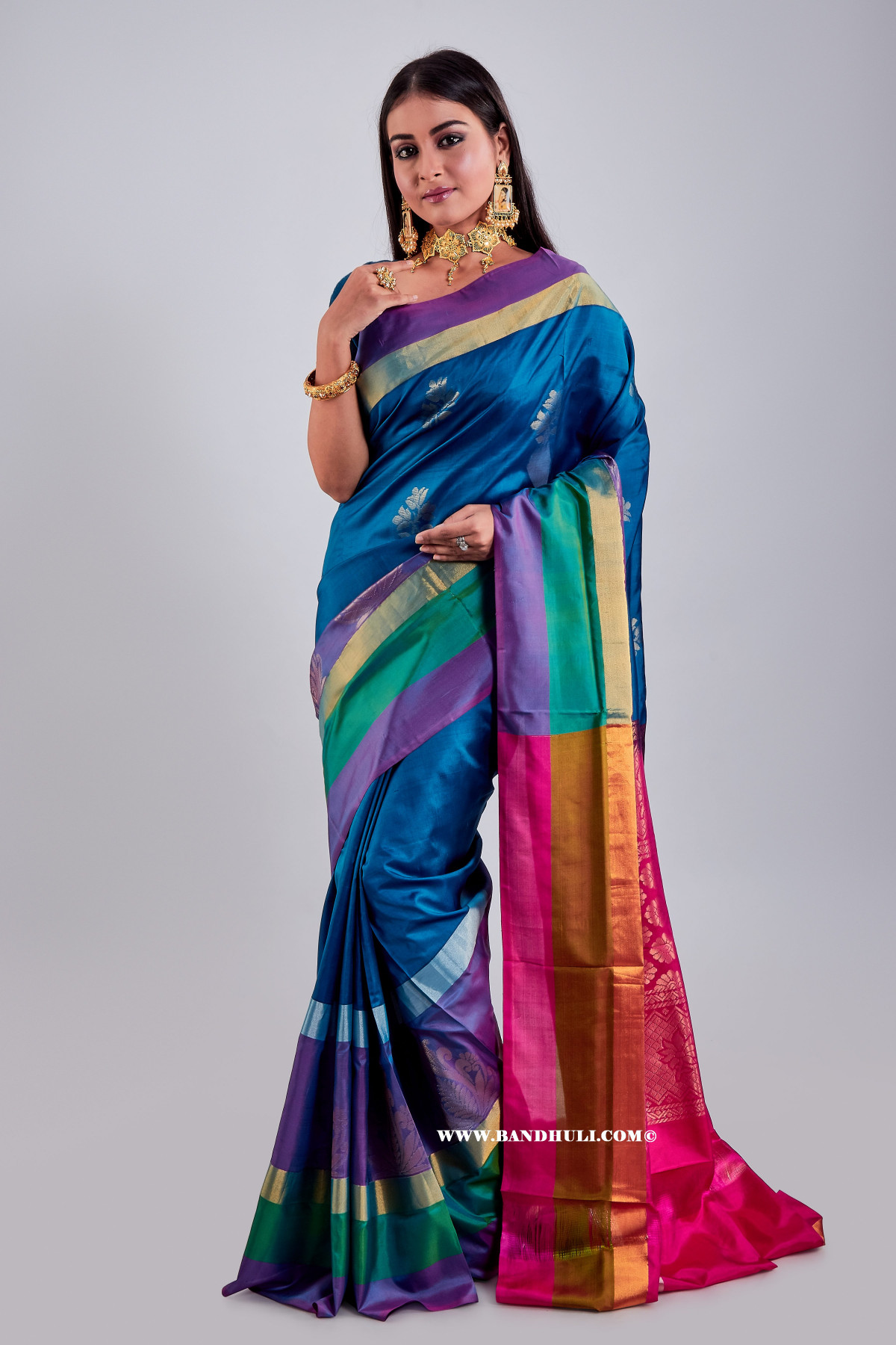 Cobalt Blue Mulberry Silk Saree